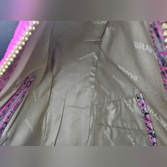 Brahmin Pink Cobra Bekka Shoulder Bag & Veronica Wallet Set NWT - Picture 10 of 16